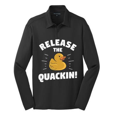 Release The Quackin For A Duck Lover Silk Touch Performance Long Sleeve Polo