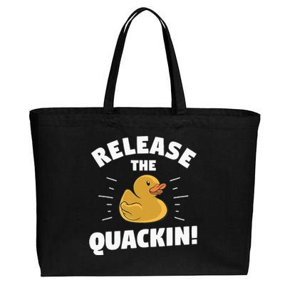 Release The Quackin For A Duck Lover Cotton Canvas Jumbo Tote