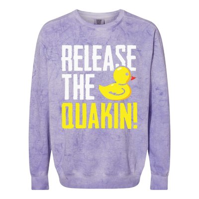 Release The Quackin! Graphic Rubber Duck Funny Colorblast Crewneck Sweatshirt