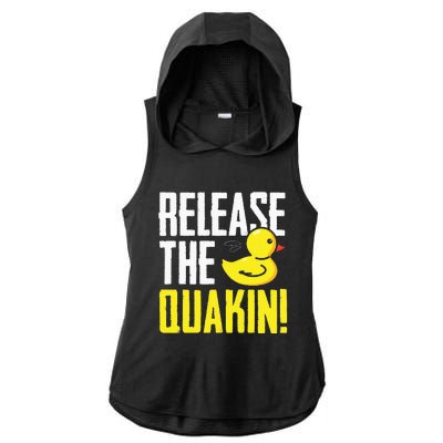 Release The Quackin! Graphic Rubber Duck Funny Ladies PosiCharge Tri-Blend Wicking Draft Hoodie Tank