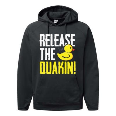 Release The Quackin! Graphic Rubber Duck Funny Performance Fleece Hoodie