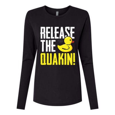 Release The Quackin! Graphic Rubber Duck Funny Womens Cotton Relaxed Long Sleeve T-Shirt