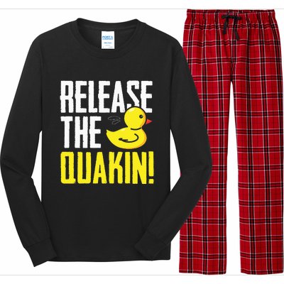 Release The Quackin! Graphic Rubber Duck Funny Long Sleeve Pajama Set