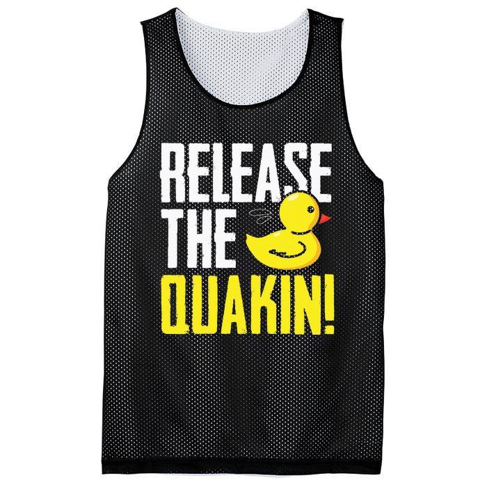 Release The Quackin! Graphic Rubber Duck Funny Mesh Reversible Basketball Jersey Tank