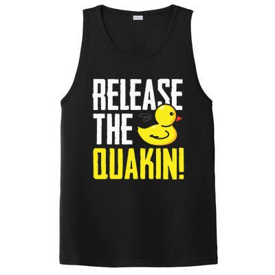 Release The Quackin! Graphic Rubber Duck Funny PosiCharge Competitor Tank