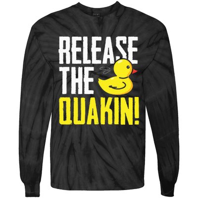 Release The Quackin! Graphic Rubber Duck Funny Tie-Dye Long Sleeve Shirt