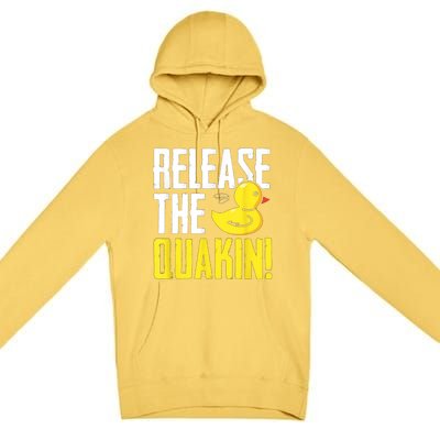 Release The Quackin! Graphic Rubber Duck Premium Pullover Hoodie