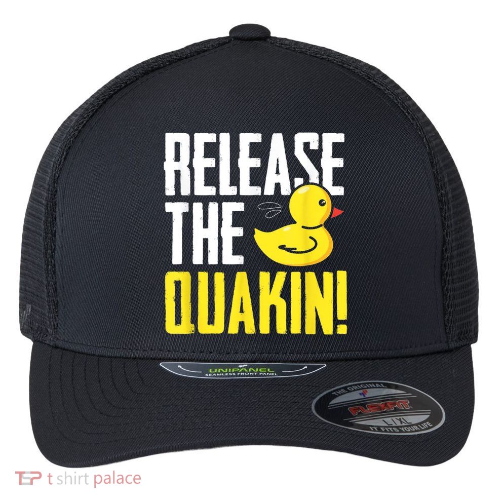 Release The Quackin! Graphic Rubber Duck Flexfit Unipanel Trucker Cap