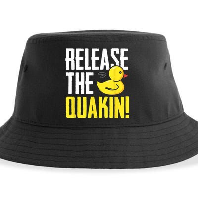 Release The Quackin! Graphic Rubber Duck Sustainable Bucket Hat