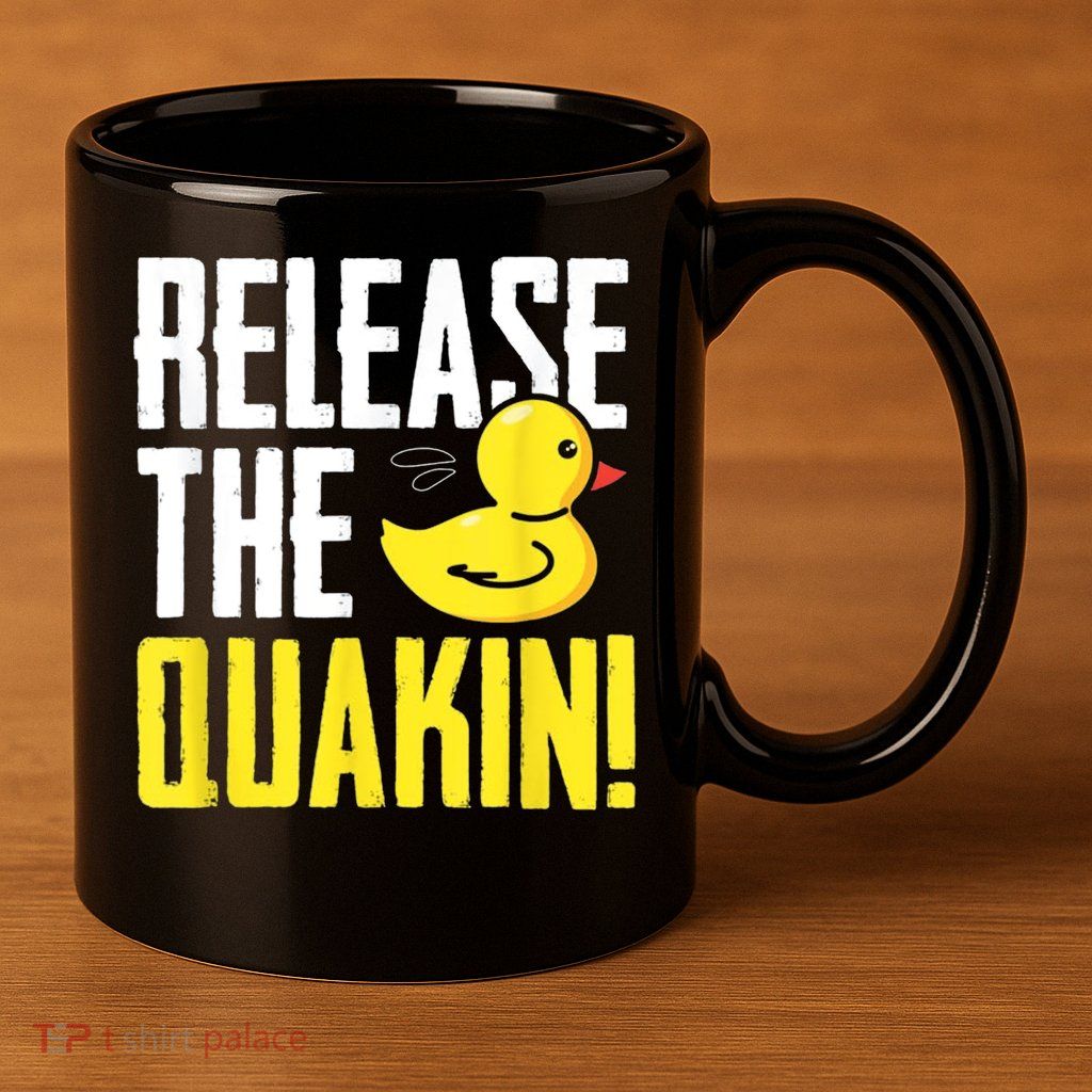 Release The Quackin! Graphic Rubber Duck 11oz C Handle Ceramic Mug