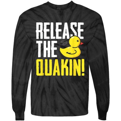 Release The Quackin! Graphic Rubber Duck Tie-Dye Long Sleeve Shirt