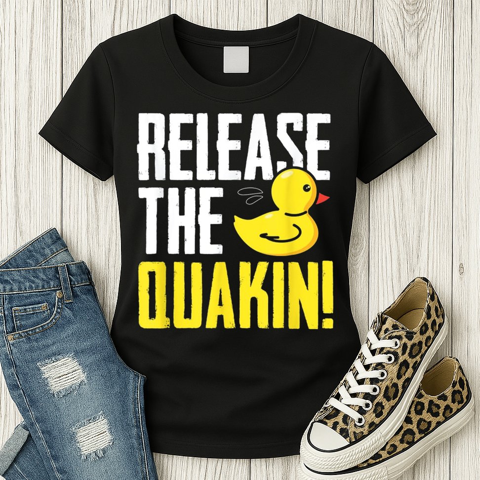 Release The Quackin! Graphic Rubber Duck Womens T-Shirt