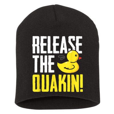 Release The Quackin! Graphic Rubber Duck Short Acrylic Beanie