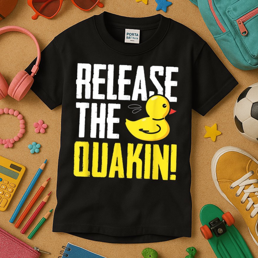 Release The Quackin! Graphic Rubber Duck Kids T-Shirt