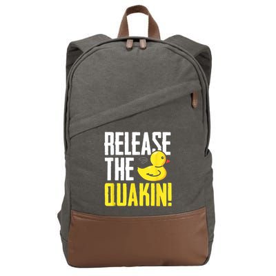 Release The Quackin! Graphic Rubber Duck Cotton Canvas Backpack