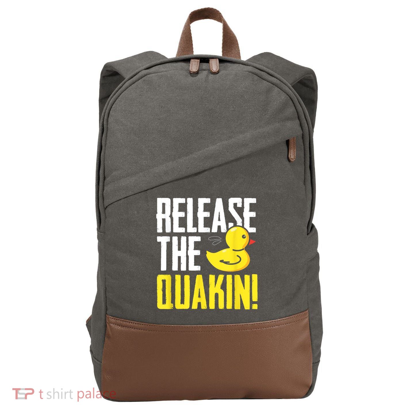 Release The Quackin! Graphic Rubber Duck Cotton Canvas Backpack