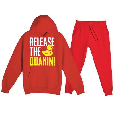 Release The Quackin! Graphic Rubber Duck Premium Hooded Sweatsuit Set