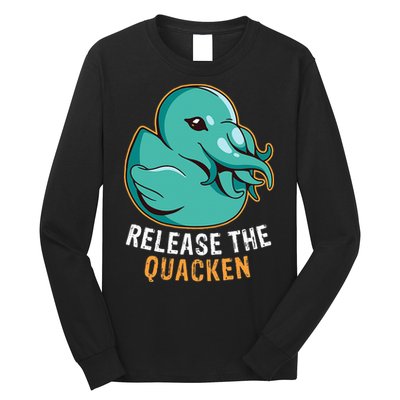 Release the Quacken a Funny Kraken Duck Long Sleeve Shirt