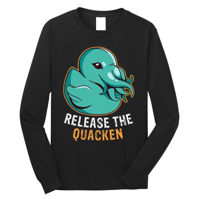 Release the Quacken a Funny Kraken Duck Long Sleeve Shirt