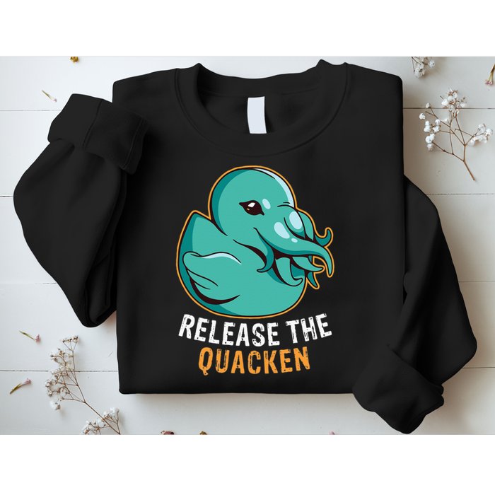 Release the Quacken a Funny Kraken Duck Sweatshirt