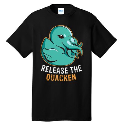 Release the Quacken a Funny Kraken Duck Tall T-Shirt