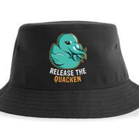 Release the Quacken a Funny Kraken Duck Sustainable Bucket Hat