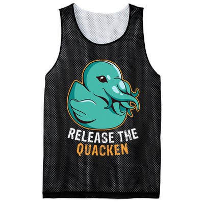 Release the Quacken a Funny Kraken Duck Mesh Reversible Basketball Jersey Tank