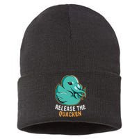 Release the Quacken a Funny Kraken Duck Sustainable Knit Beanie