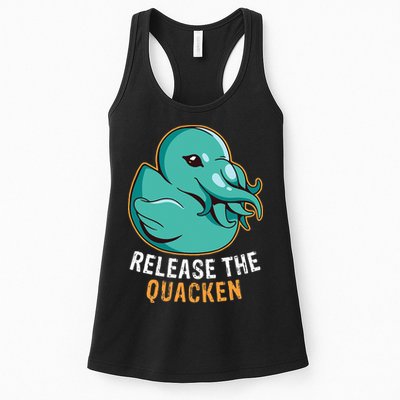 Release the Quacken a Funny Kraken Duck Womens Tank Top