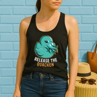 Release the Quacken a Funny Kraken Duck Womens Tank Top
