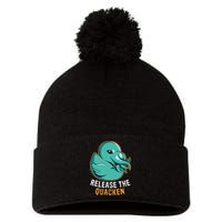 Release the Quacken a Funny Kraken Duck Pom Pom 12in Knit Beanie
