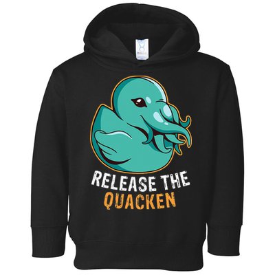 Release the Quacken a Funny Kraken Duck Toddler Hoodie