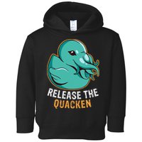 Release the Quacken a Funny Kraken Duck Toddler Hoodie