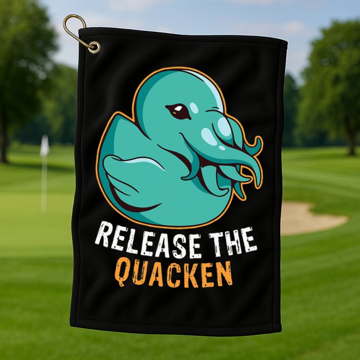 Release the Quacken a Funny Kraken Duck Golf Towel