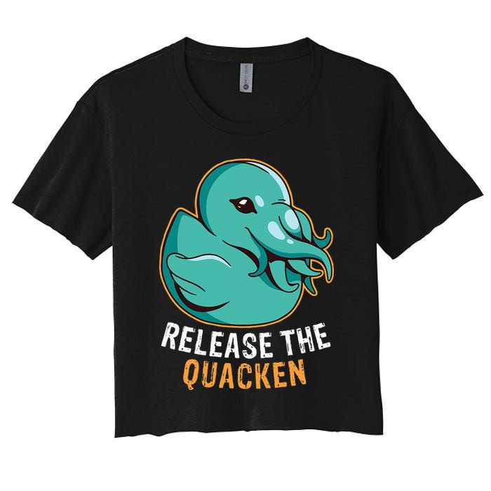 Release the Quacken a Funny Kraken Duck Crop Top