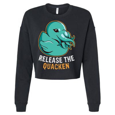 Release the Quacken a Funny Kraken Duck Cropped Pullover Crew