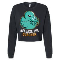 Release the Quacken a Funny Kraken Duck Cropped Pullover Crew