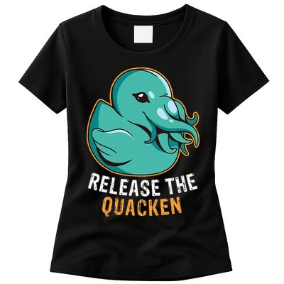 Release the Quacken a Funny Kraken Duck Womens T-Shirt