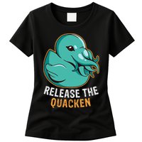 Release the Quacken a Funny Kraken Duck Womens T-Shirt