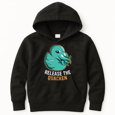Release the Quacken a Funny Kraken Duck Kids Hoodie