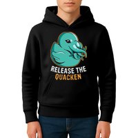 Release the Quacken a Funny Kraken Duck Kids Hoodie