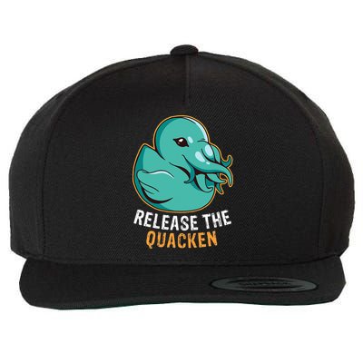 Release the Quacken a Funny Kraken Duck Wool Snapback Cap