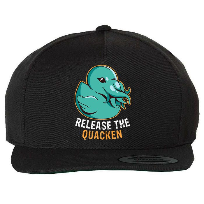 Release the Quacken a Funny Kraken Duck Wool Snapback Cap