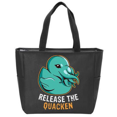 Release the Quacken a Funny Kraken Duck Zip Tote Bag
