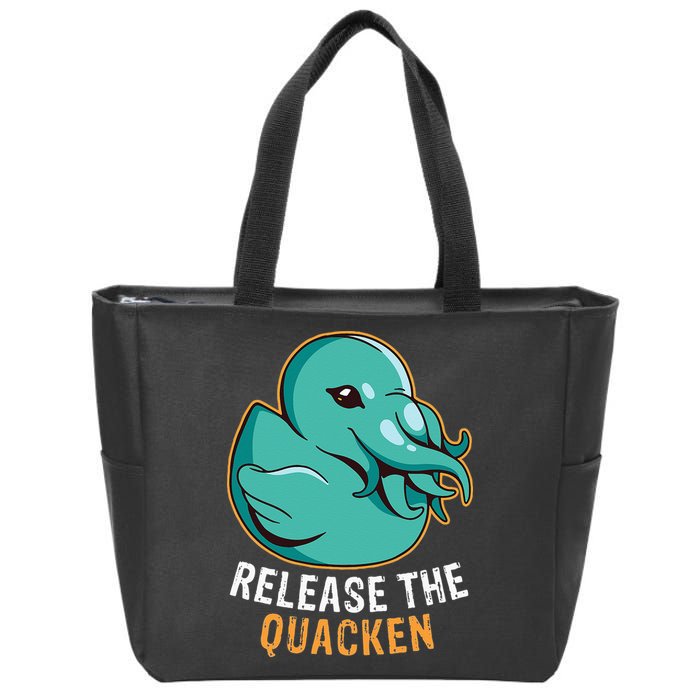 Release the Quacken a Funny Kraken Duck Zip Tote Bag