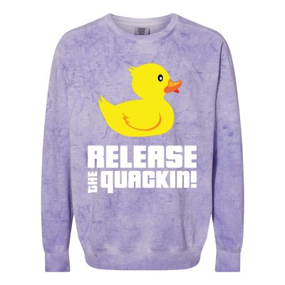 Release The Quackin! Funny Yellow Rubber Ducks Design Colorblast Crewneck Sweatshirt