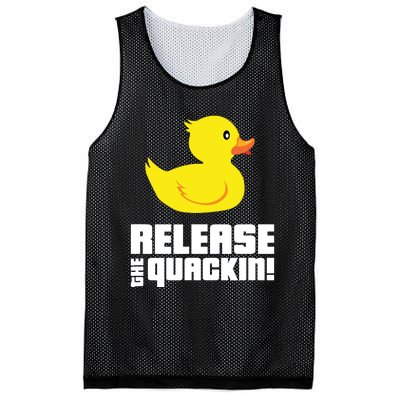 Release The Quackin! Funny Yellow Rubber Ducks Design Mesh Reversible Basketball Jersey Tank