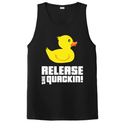 Release The Quackin! Funny Yellow Rubber Ducks Design PosiCharge Competitor Tank