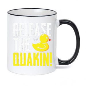 Release The Quackin! Graphic Rubber Duck Funny 11oz Black Color Changing Mug