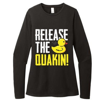 Release The Quackin! Graphic Rubber Duck Funny Womens CVC Long Sleeve Shirt